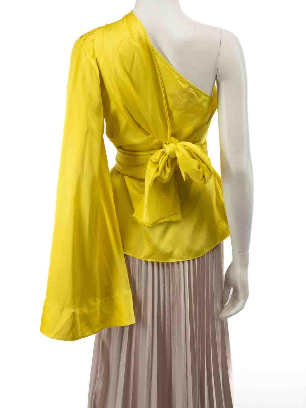 Women's Solace London Yellow Silk One Shoulder Top Size S For Sale