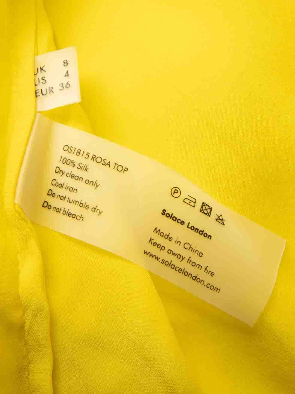 Solace London Yellow Silk One Shoulder Top Size S 4