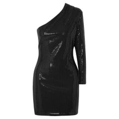 Solace London Zuri Black Sequin One Shoulder Mini Dress