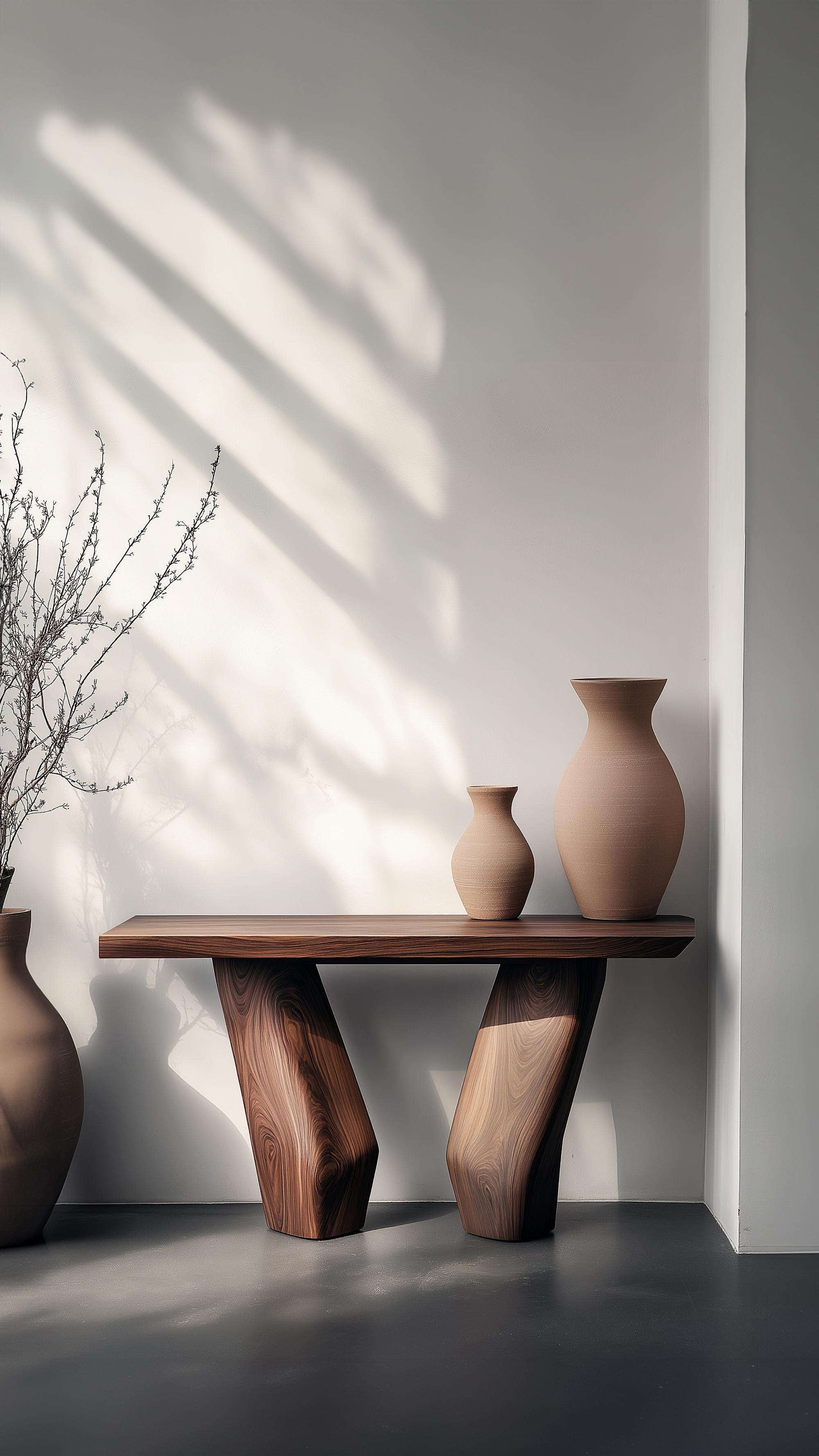Mexican Solace No2 Entry Table in Solid Wood with Fluid Legs, by NONO For Sale
