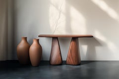 Solace No27 Accent Table – Sculptural Base, Wood Finish by NONO