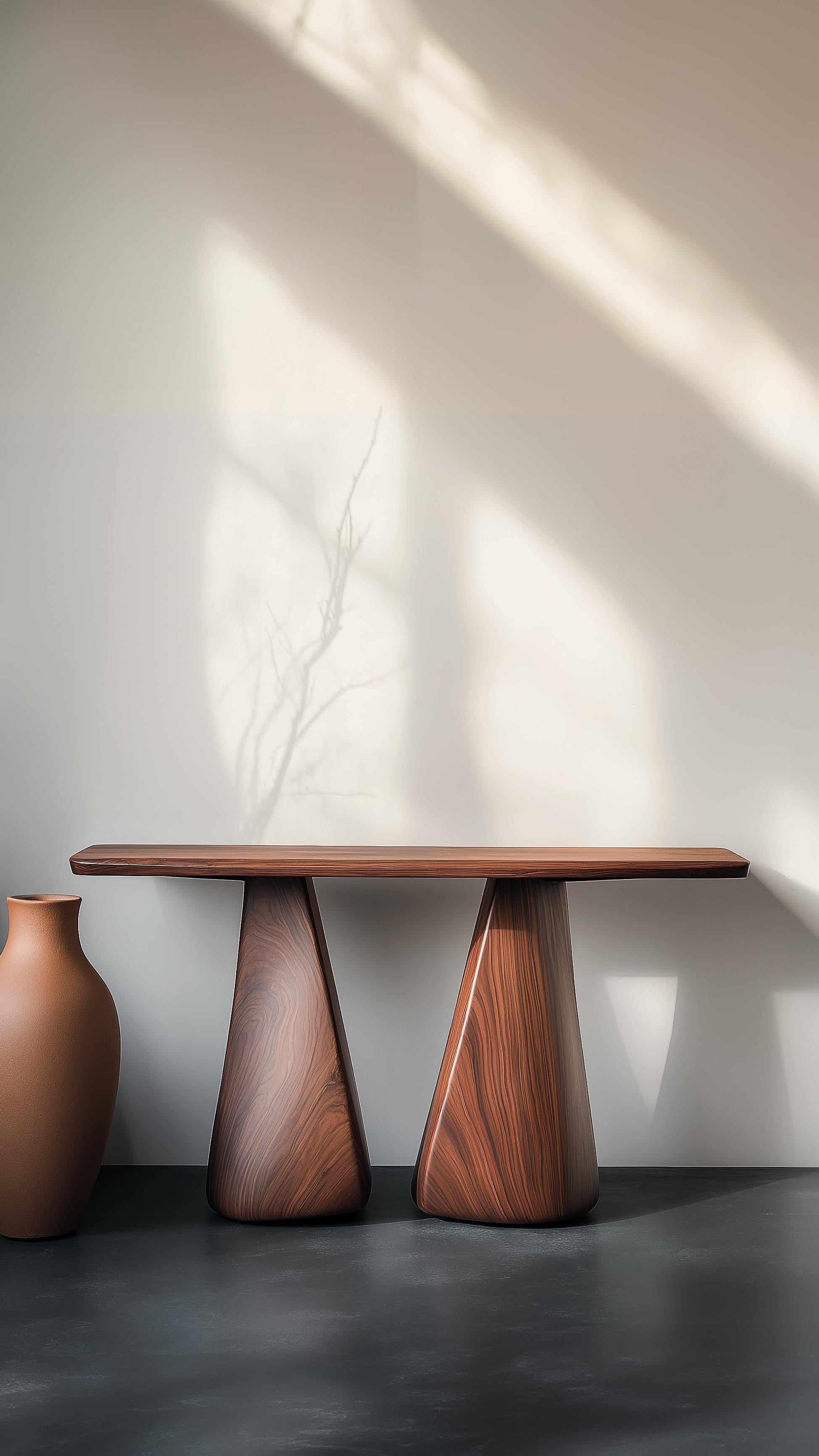 Brutalist Solace No27 Accent Table – Sculptural Base, Wood Finish by NONO For Sale