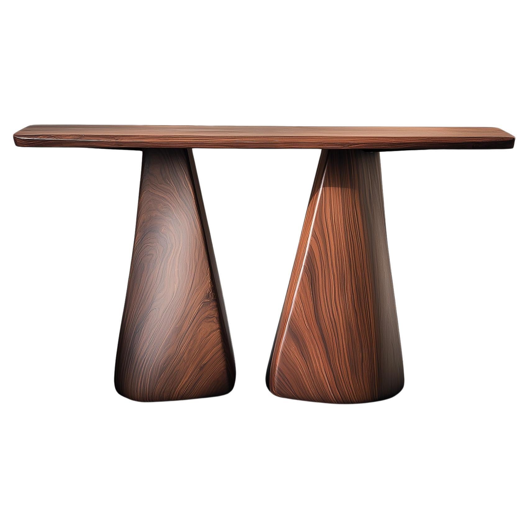 Solace No27 Accent Table – Sculptural Base, Wood Finish by NONO