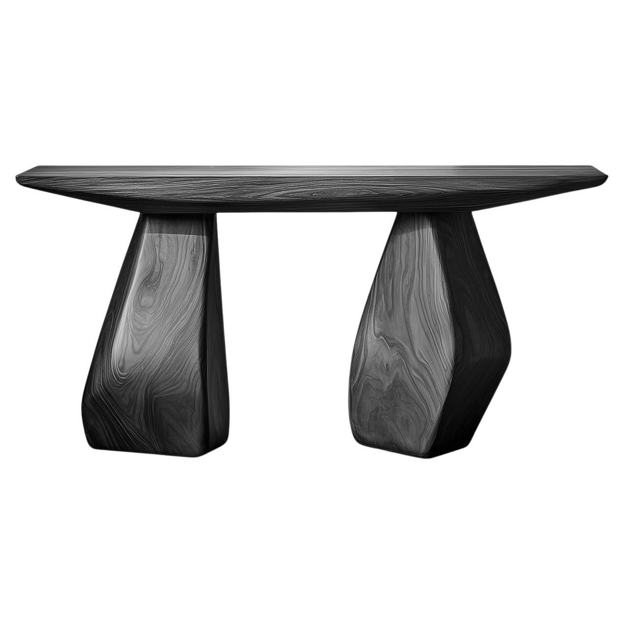 Solace No4 Wall Table – Abstract Solid Wood Legs, Design by Joel Escalona