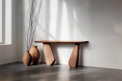 Solace No46 Narrow Table – Stone-Like Legs in Wood, by NONO