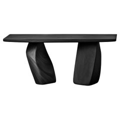 Solace No6 Foyer Table – Sculptural Carved Wood Base, by NONO