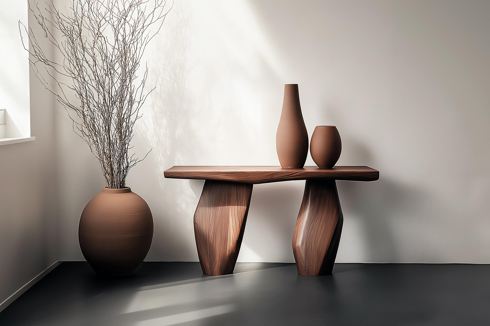 Solace No8 Sculptural Wood Table for Halls and Walls, by NONO

—————————————————————
Solace Console Table Series
 Design by Joel Escalona
The Solace console table series, designed by Joel Escalona, embodies a quiet sense of balance and presence.