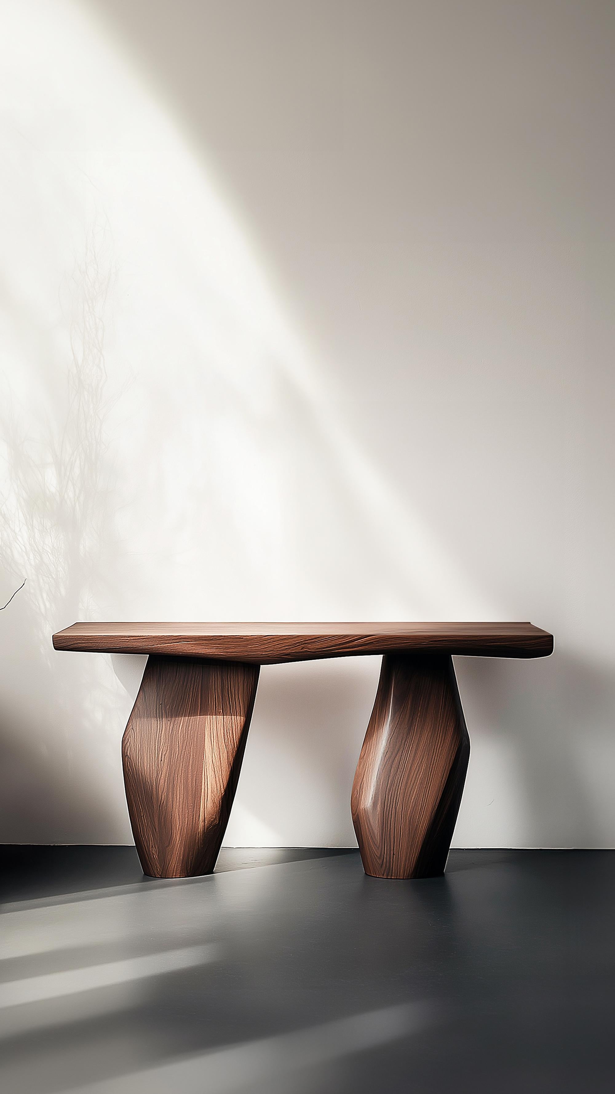 Brutalist Solace No8 Sculptural Wood Table for Halls and Walls, by NONO For Sale