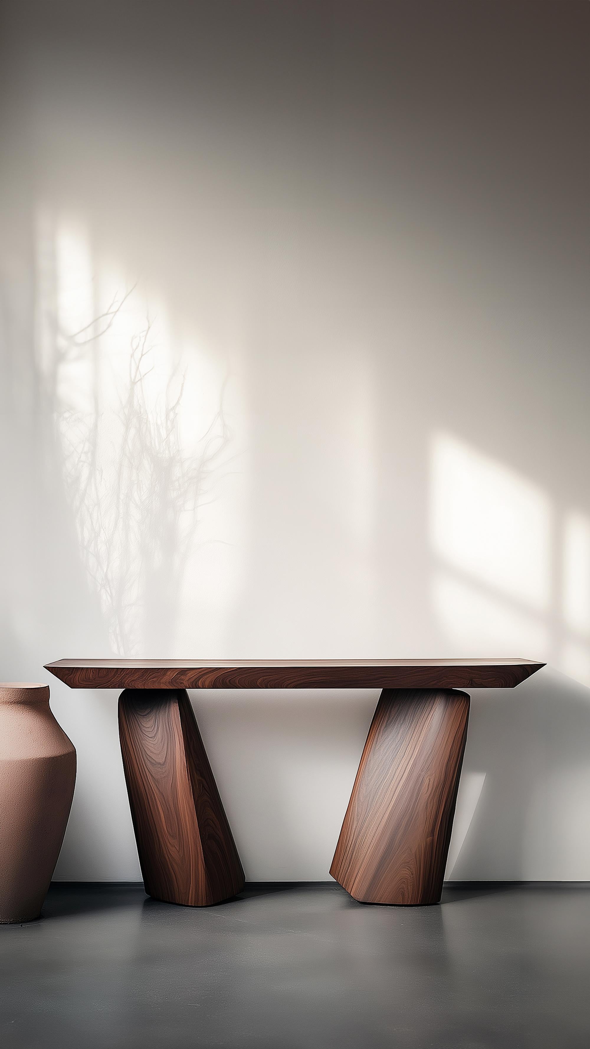 Brutalist Solace No9 Accent Table – Rhythmic Solid Wood Form, by NONO For Sale