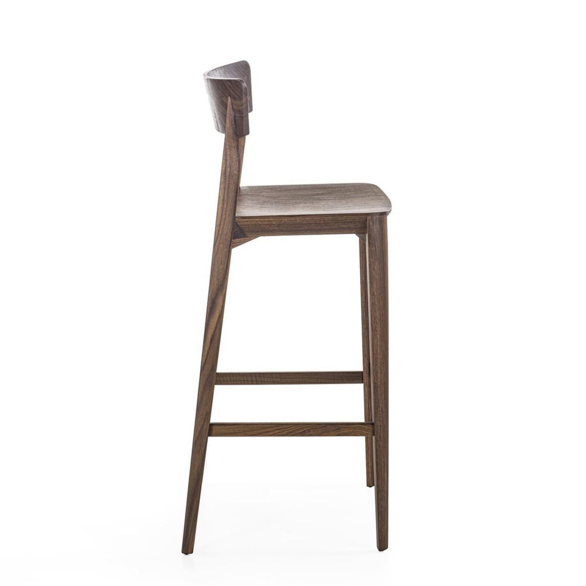 Italian Solace Walnut Bar Stool For Sale