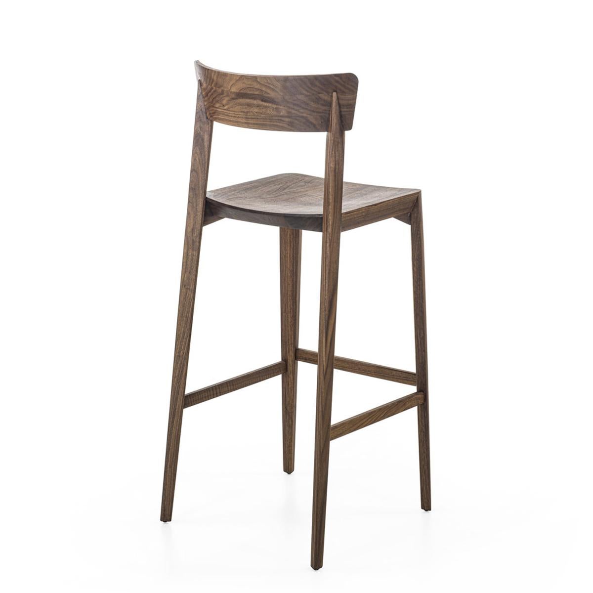 Hand-Crafted Solace Walnut Bar Stool For Sale