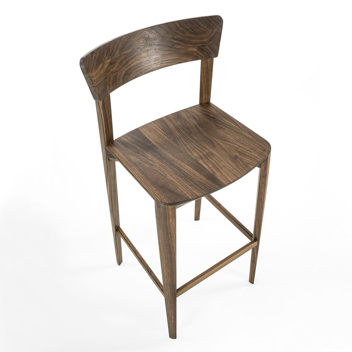 Solace Walnut Bar Stool In New Condition For Sale In Paris, FR