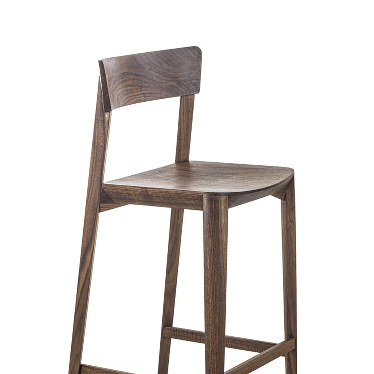 Contemporary Solace Walnut Bar Stool For Sale