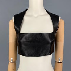 SOLANCE LONDON Size 4 Black Leather Cropped Casual Top