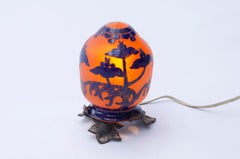 Solanées Table Lamp by Le Verre Français, Art Deco Etched Glass, 1920