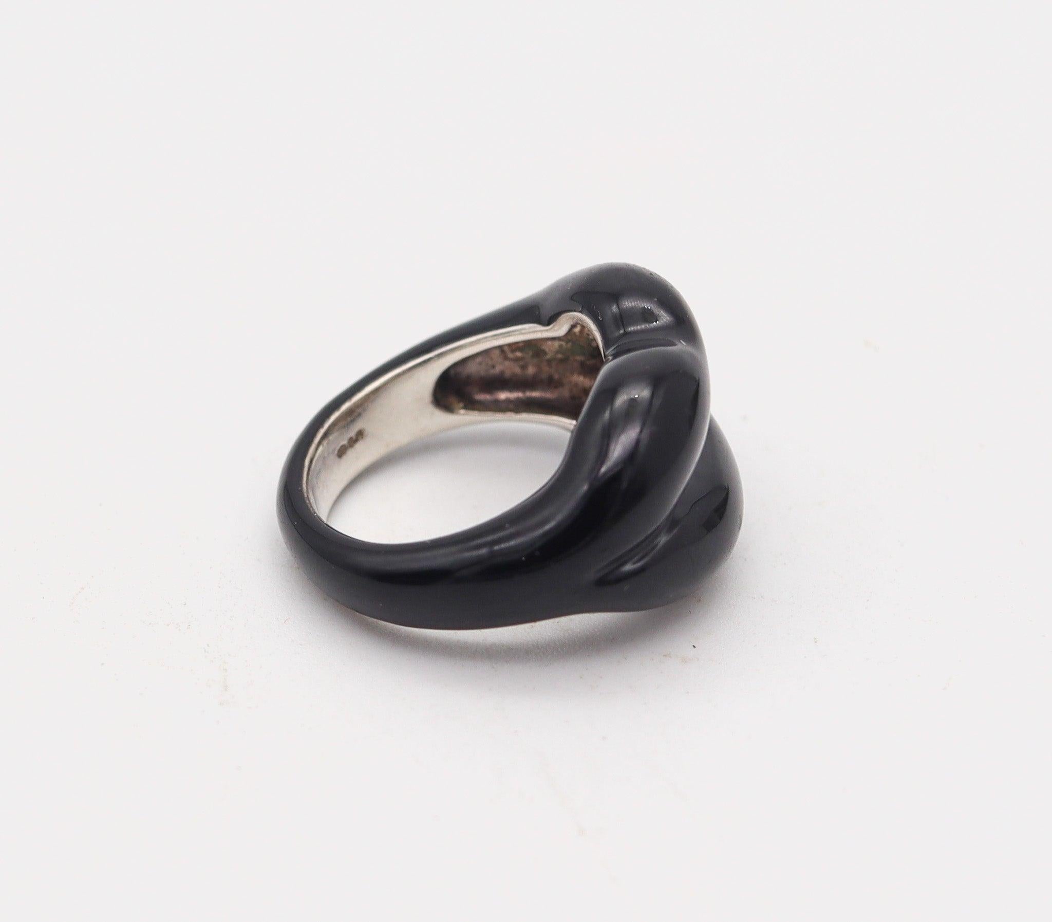 Donna Solange Azagury-Partridge Anello Labbra Calde con smalto nero in argento 925 in vendita