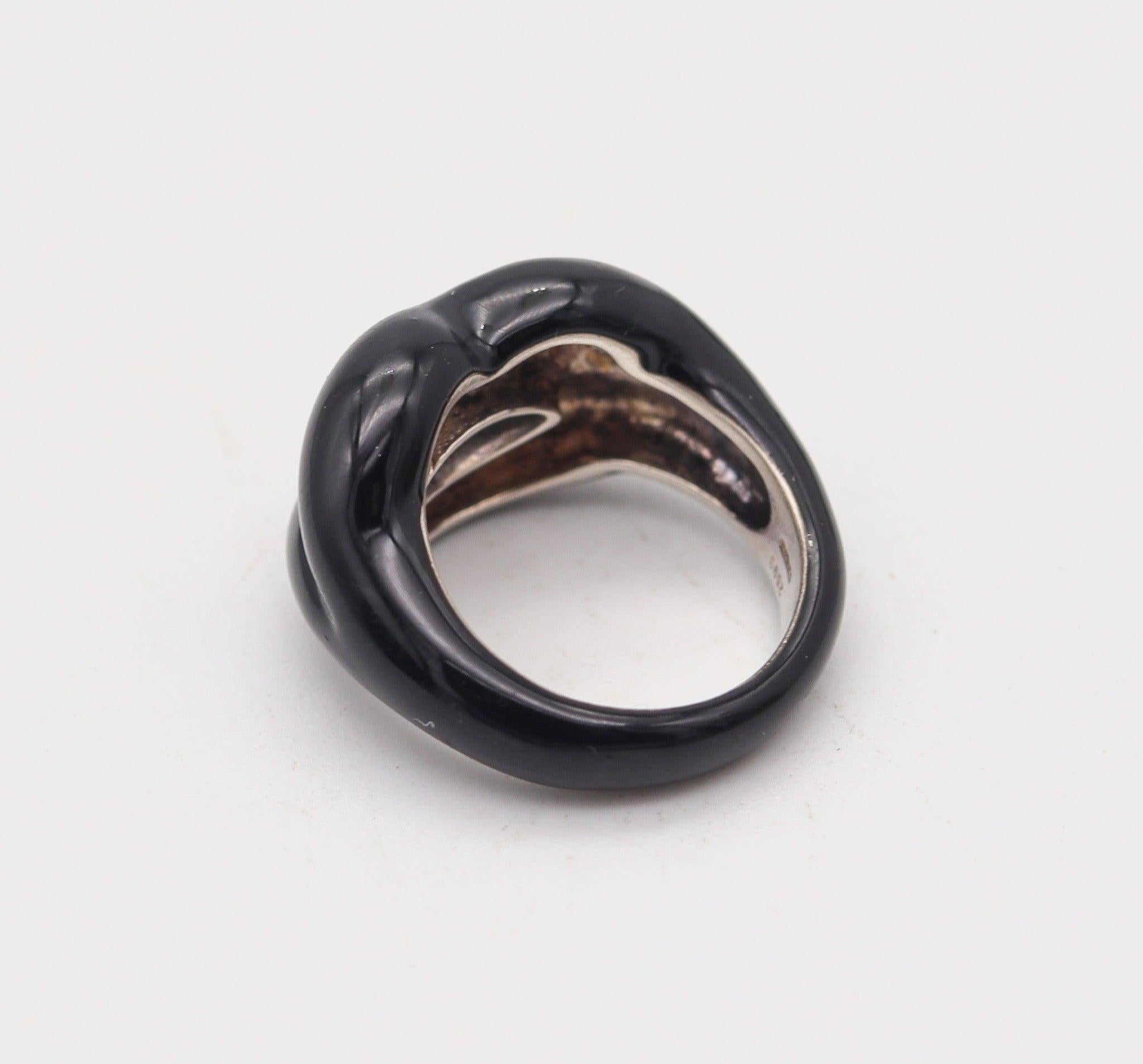 Solange Azagury-Partridge Anello Labbra Calde con smalto nero in argento 925 in vendita 1