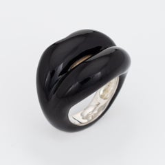 Solange Azagury Partridge Black Hot Lips Ring Sterling Silver Estate