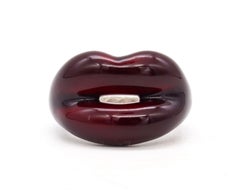 Solange Azagury-Partridge British Red Enamel Hot Lips Ring .925 Sterling Silver