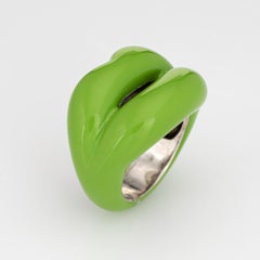 Solange Azagury Partridge Green Hot Lips Ring Sterling Silver Estate