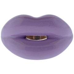 Solange Azagury Partridge Lavender Enamel Silver Lips Ring