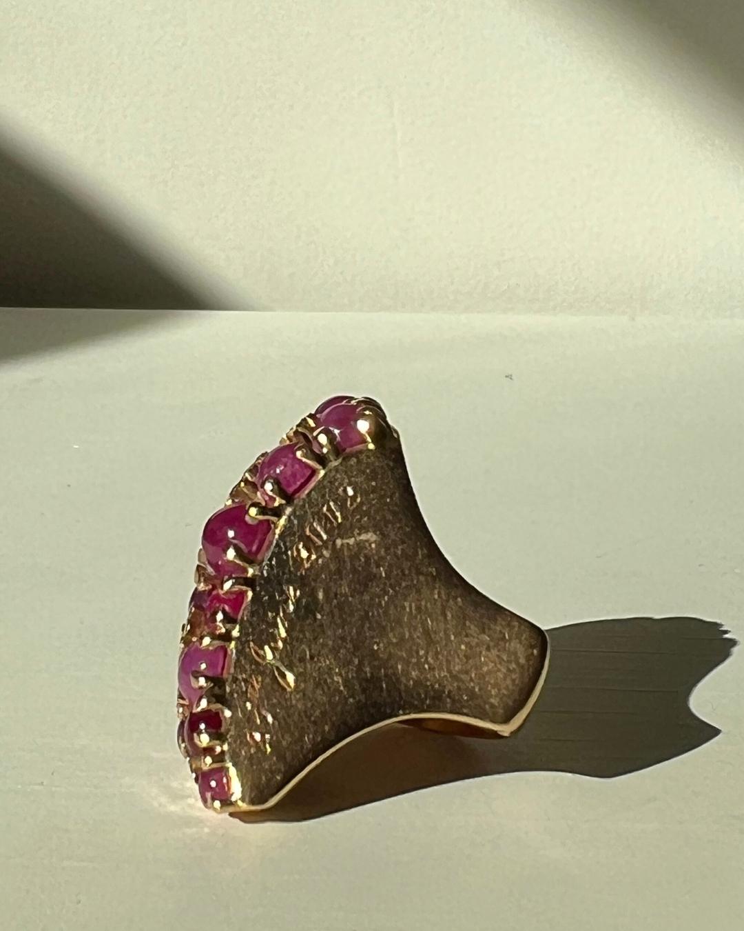 Women's or Men's Solange Azagury-Partridge Ruby and 18k Gold Two Finger Heart Ring, 2002 For Sale