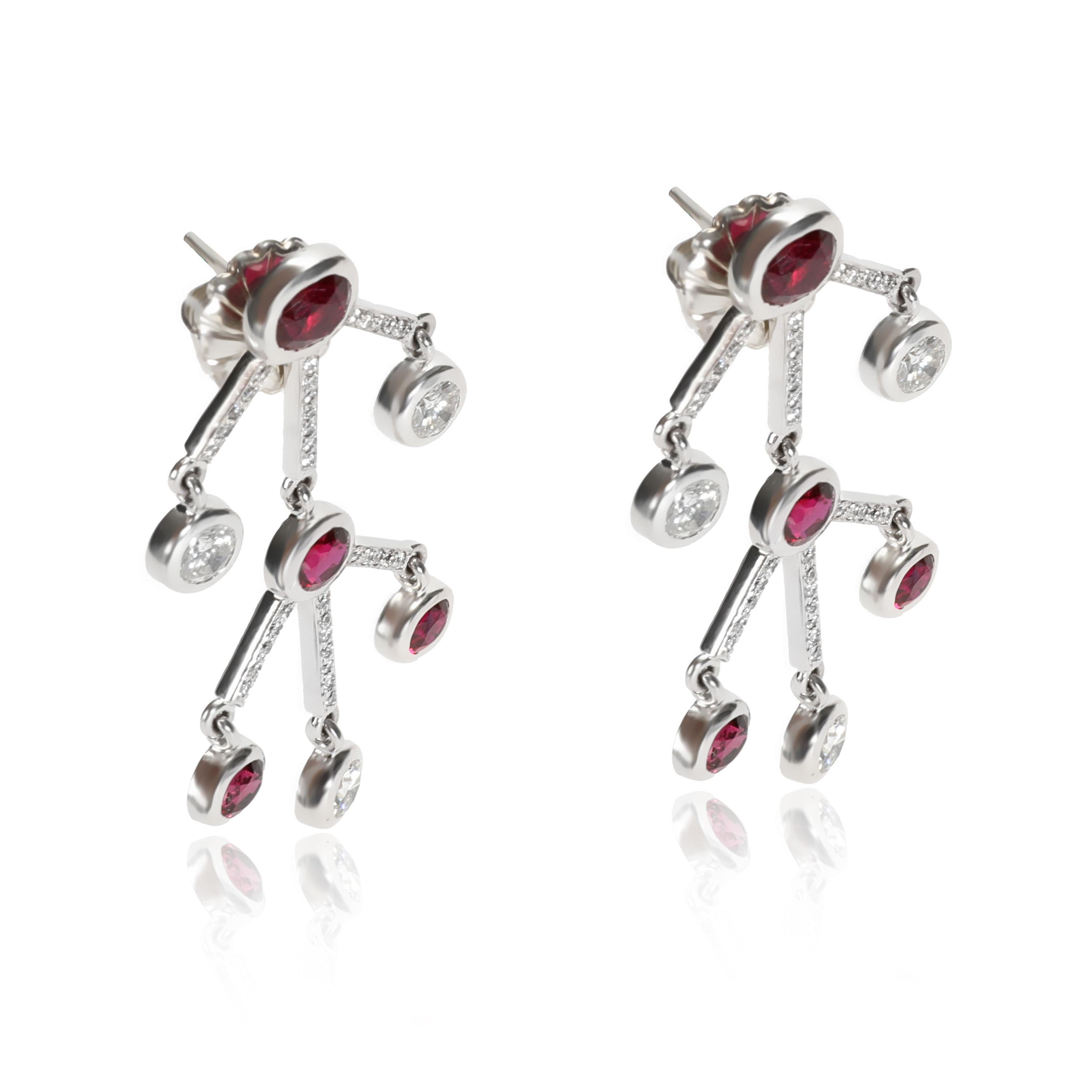 Modern Solange Azagury-Partridge Ruby and Diamond Earrings in 18KT White Gold