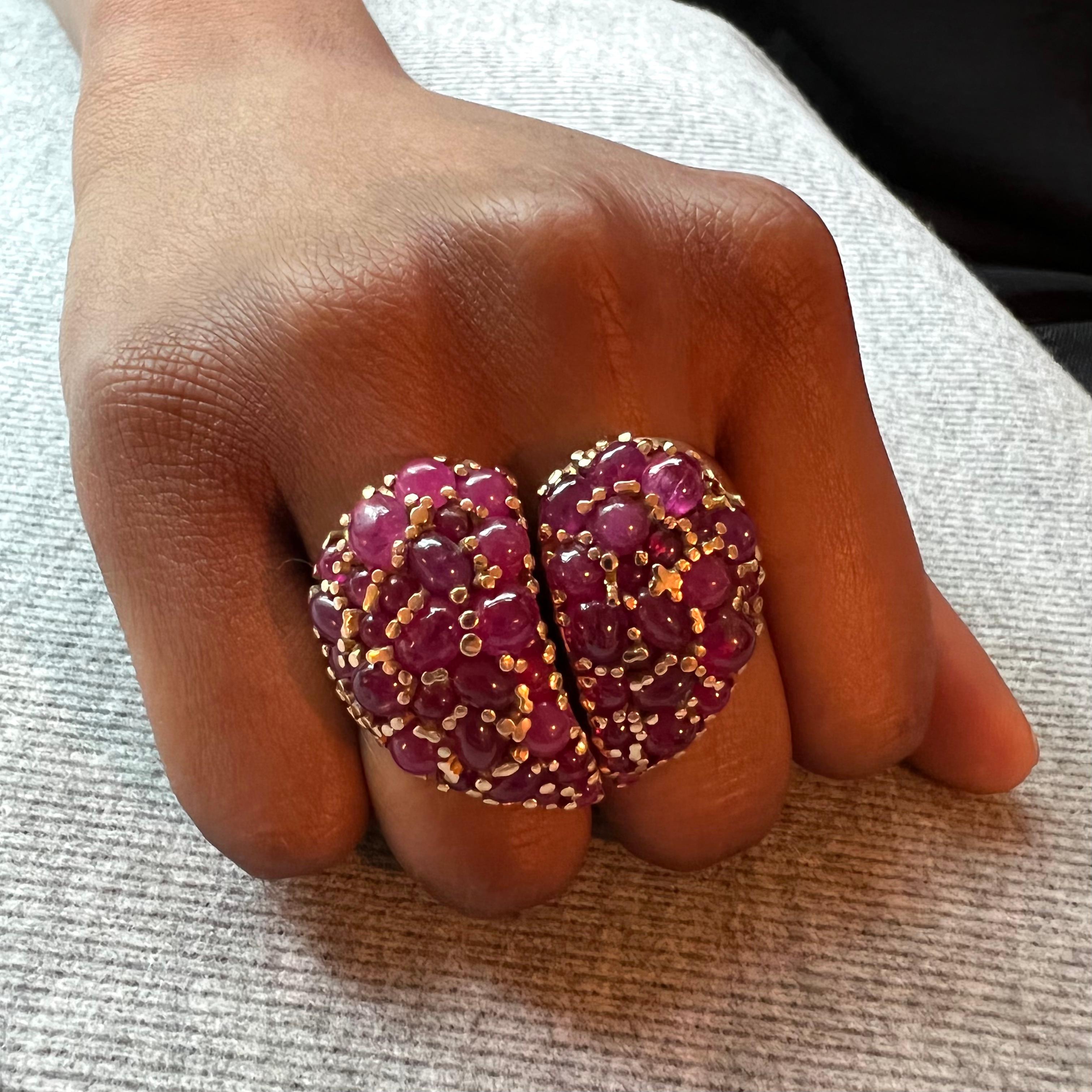 Contemporary Solange Azagury-Partridge Ruby and 18k Gold Two Finger Heart Ring, 2002 For Sale