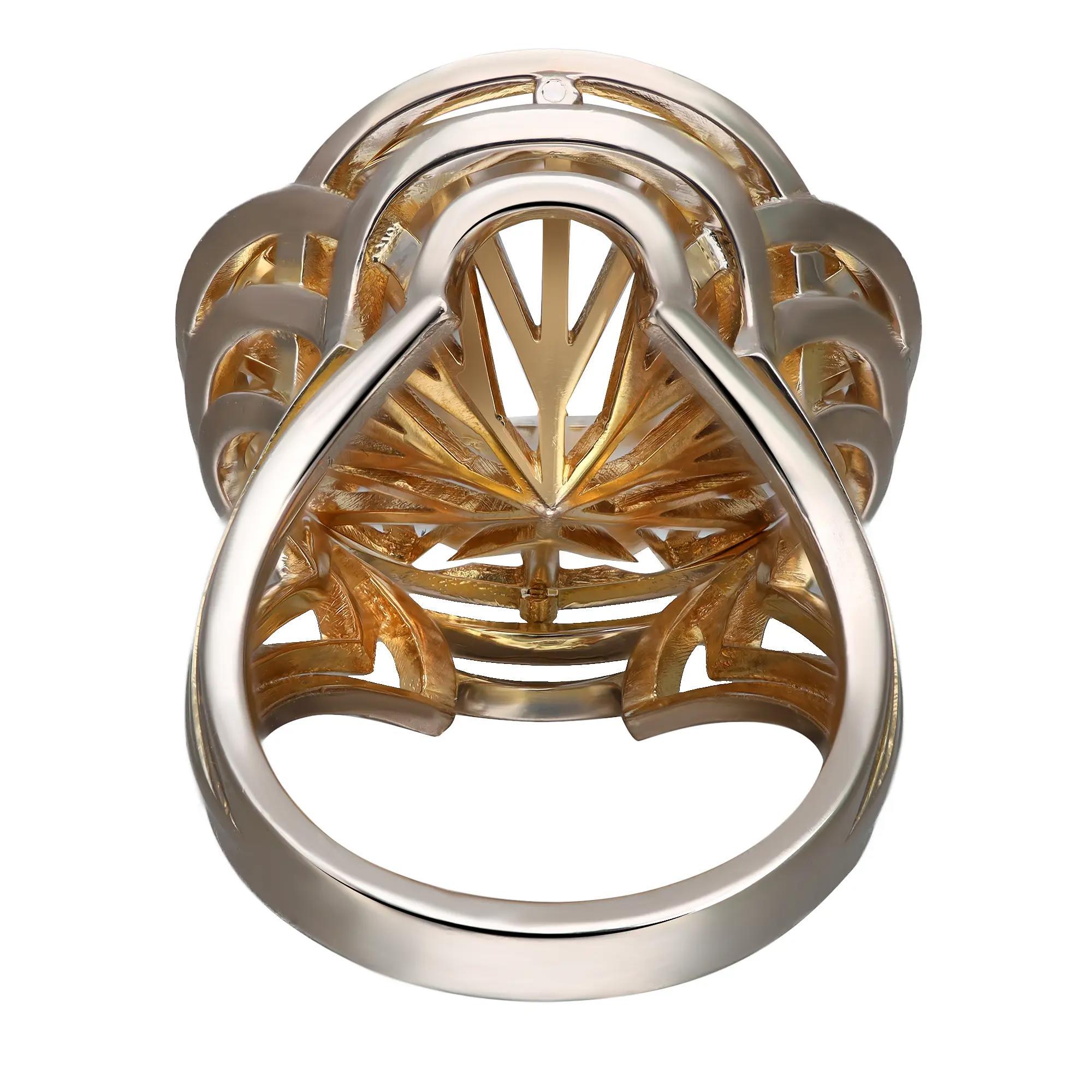 Modern Solange Azagury Partridge Skeleton Cocktail Ring 18K Yellow Gold Size 6.5 For Sale