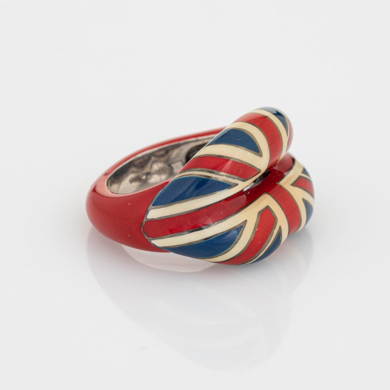 Solange Azagury Partridge Union Jack Hot Lips Ring 5.5 Sterling Silver