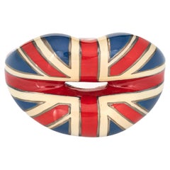 Solange Azagury Partridge Union Jack Hot Lips Ring Sterling Silver Estate