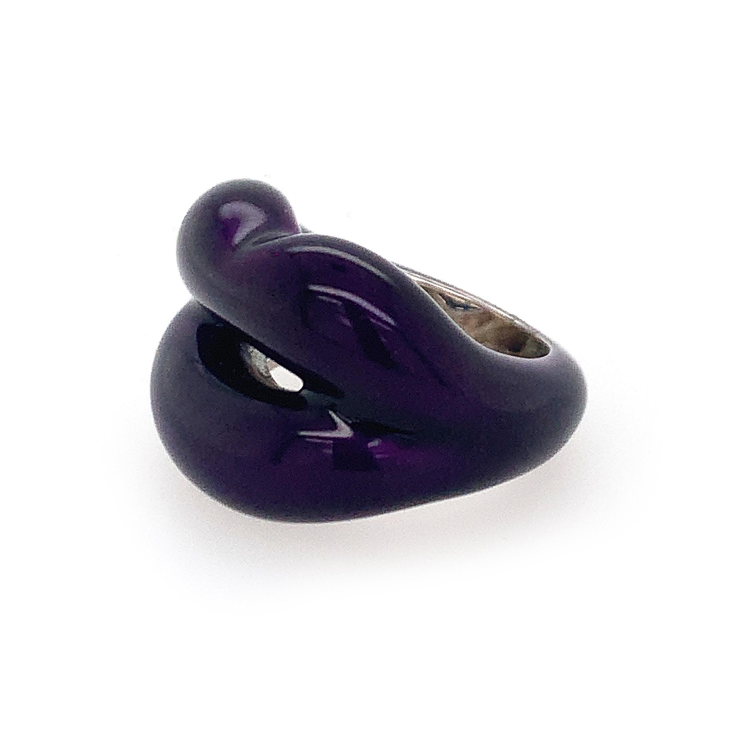 Silver purple lacquer lip ring, signed SA-P MSRP $1,650 ring size 4 3/4. weight 7.5 dwt