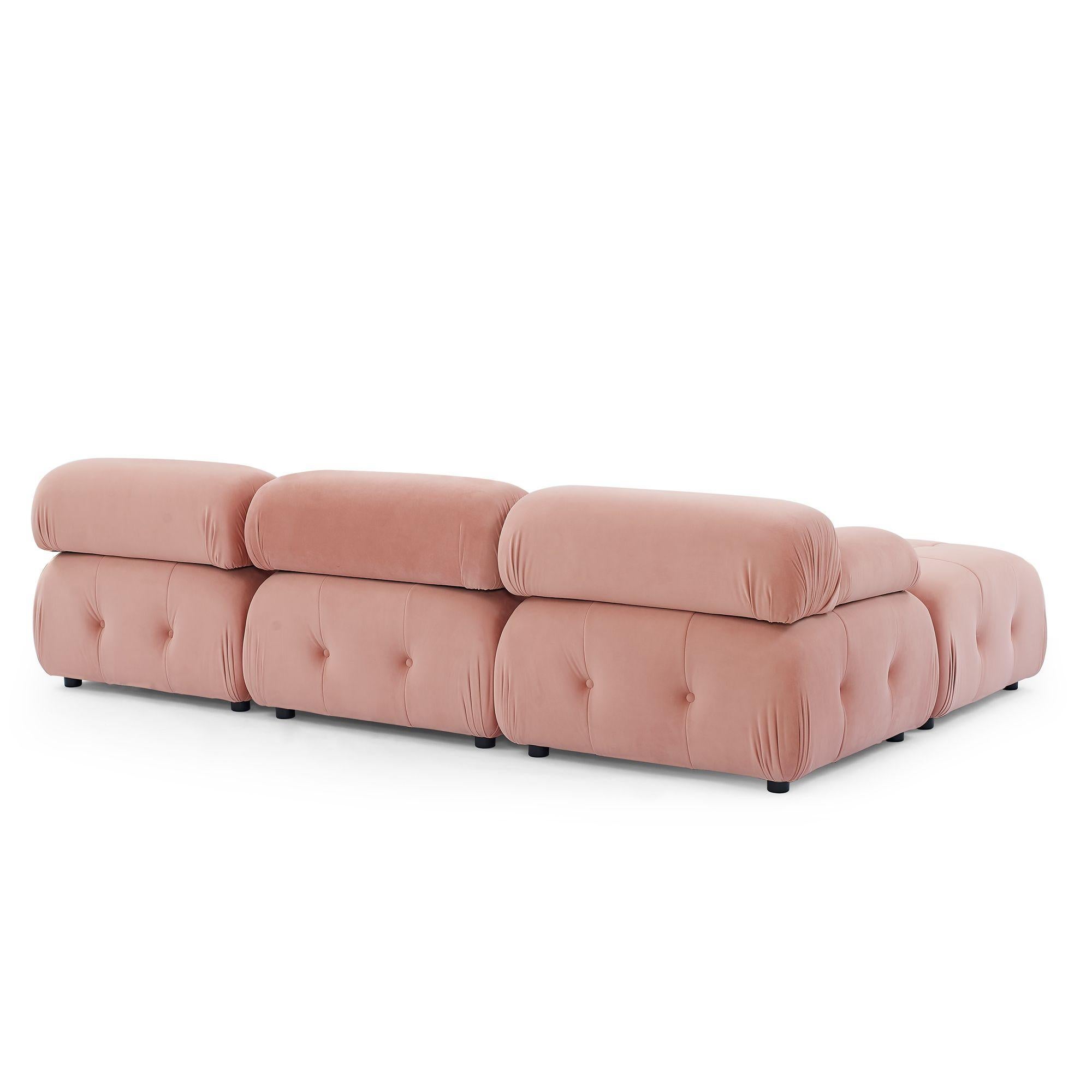 Sofá Modular de Terciopelo Rosa Solange Moderno en venta