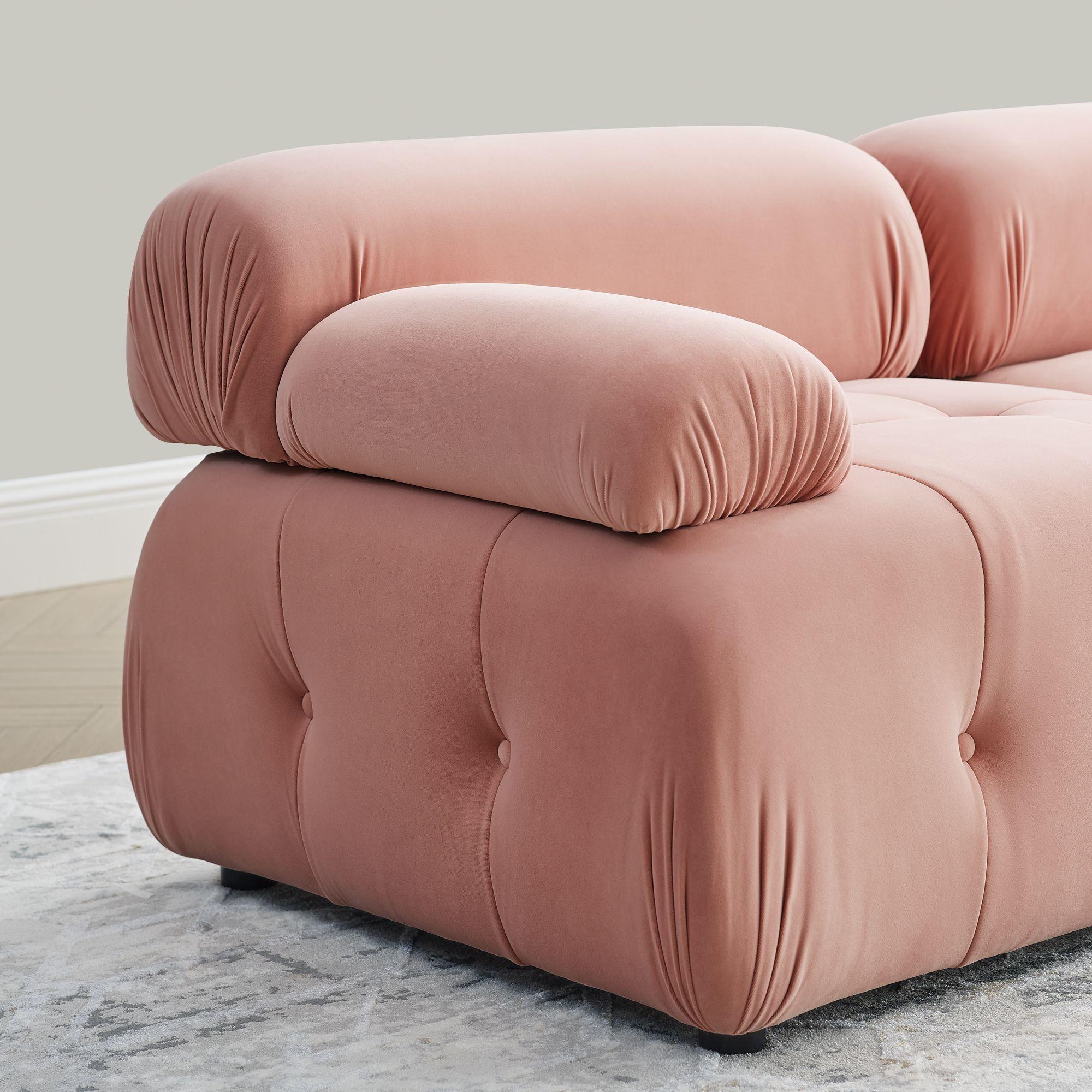 Sofá Modular de Terciopelo Rosa Solange en Nuevo estado para la venta en New York, NY