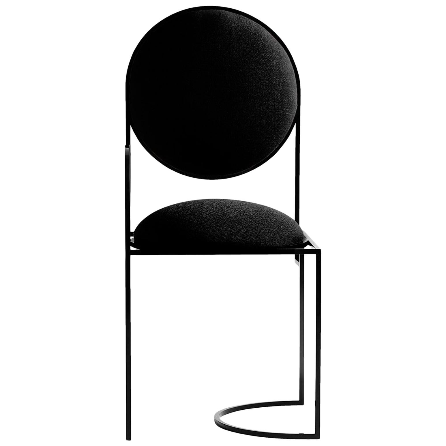 Solar Chair in Black Wool and Black Coated Steel Frame, by Lara Bohinc