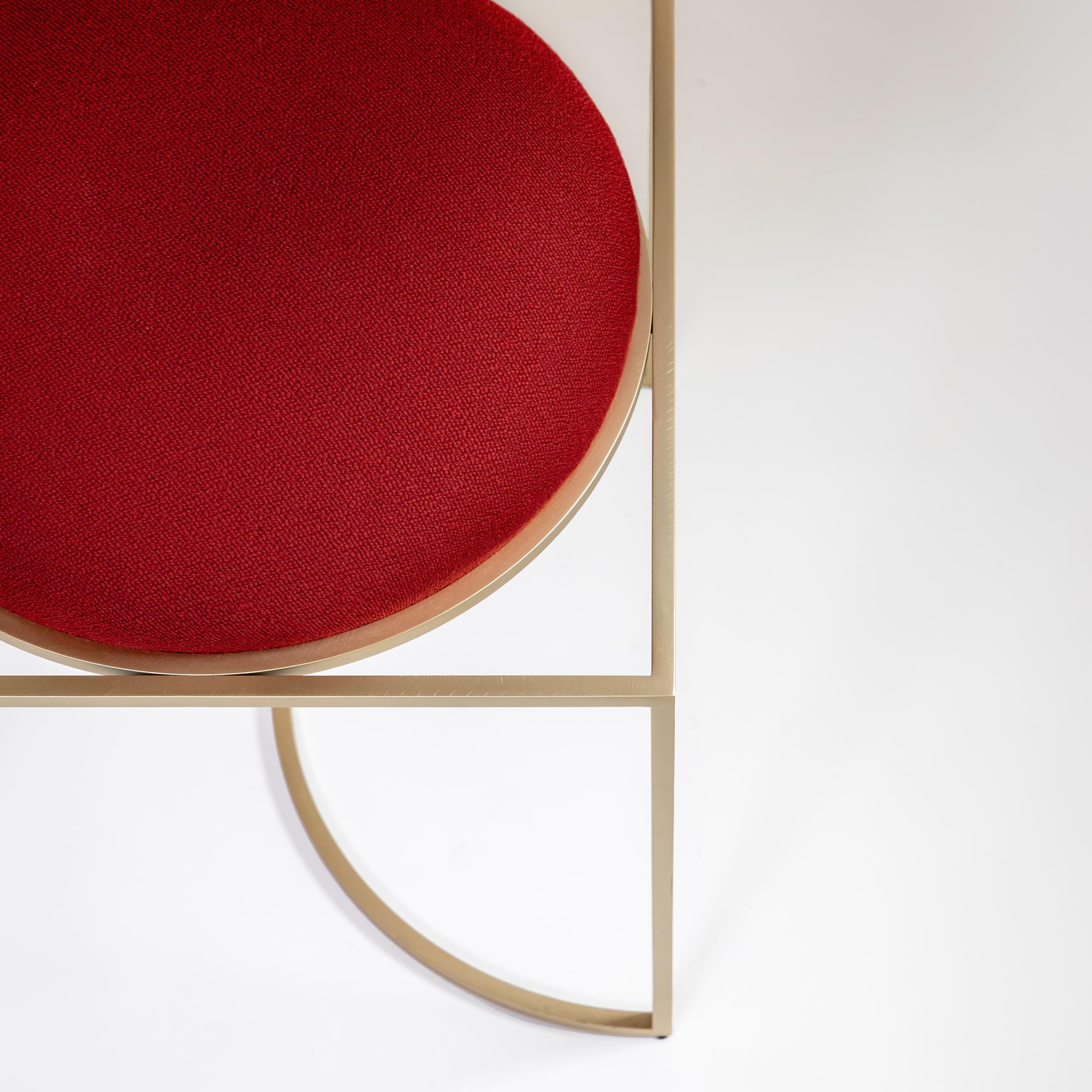 British Solar Chair in Red Wool Fabric and Brushed Brass Frame by Lara Bohinc