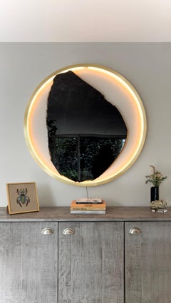 Solar Eclipse  - Sten Studio - Ø 40 in -  Handcrafted obsidian mirror