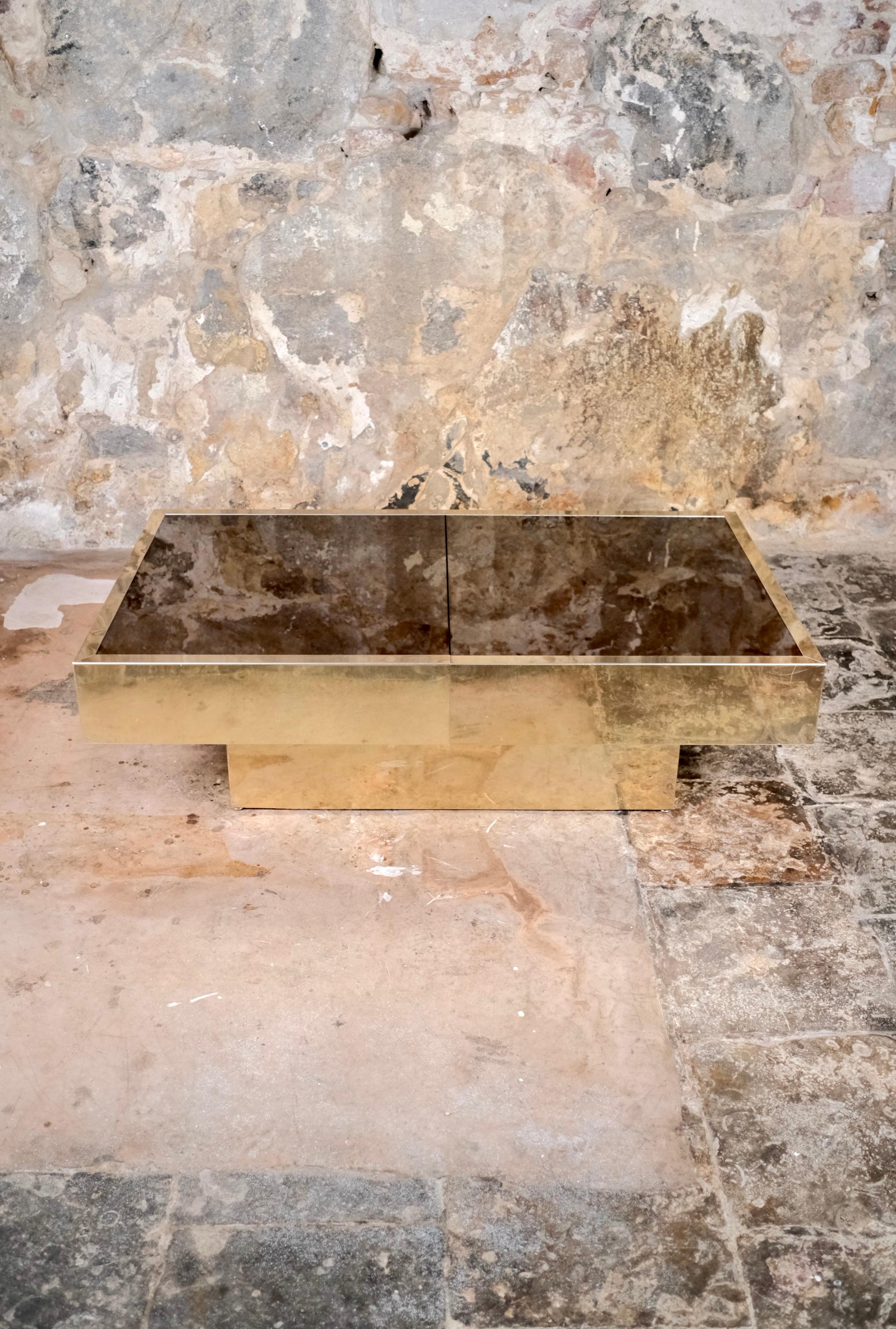 Mesa de centro con barra solar de Cidue, made in Italy, años 70 Latón en venta