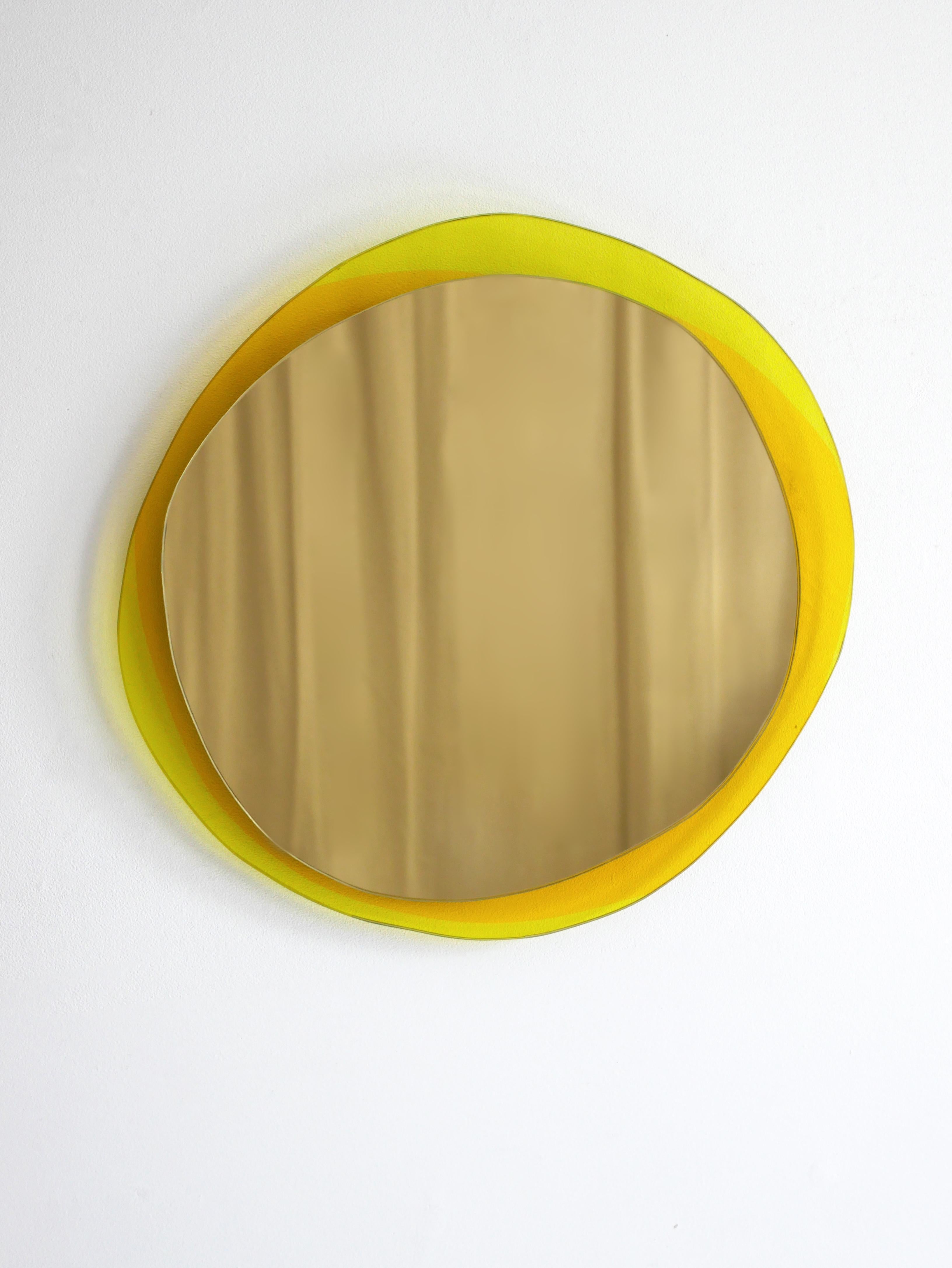 Post-Modern Solar Small Hand-Sculpted Mirror, Laurene Guarneri For Sale