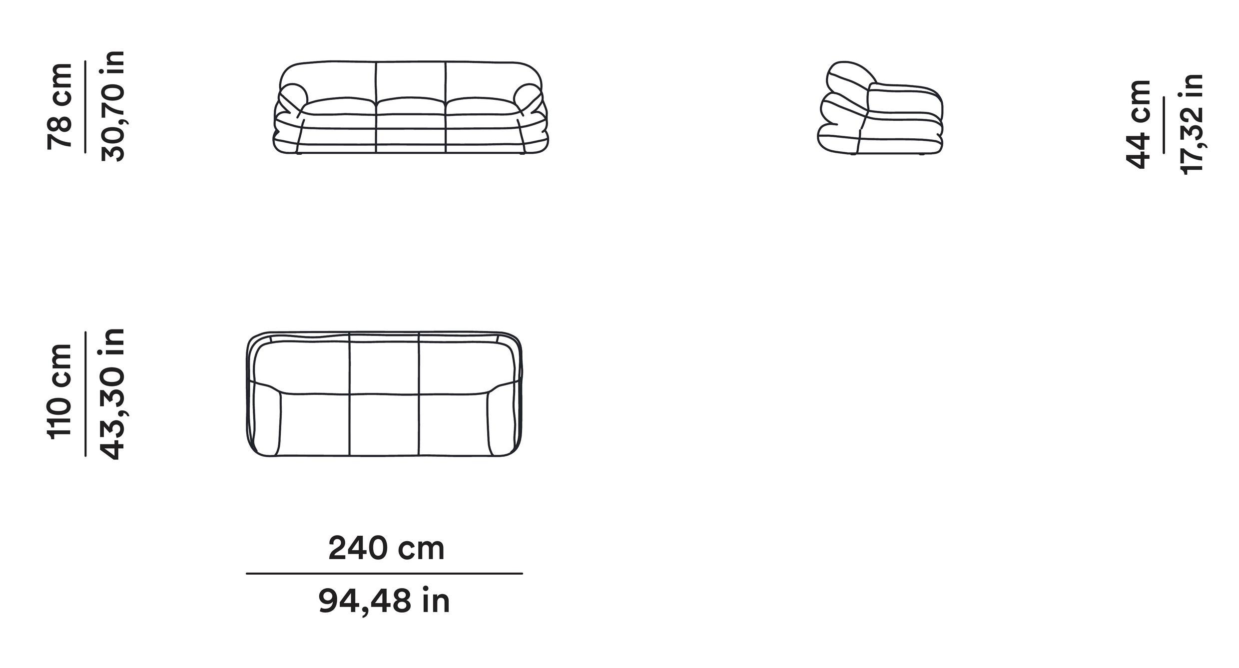 Solar Sofa in fabric by Faye Toogood - Tacchini W 240 cm (94.48 in) For Sale 3