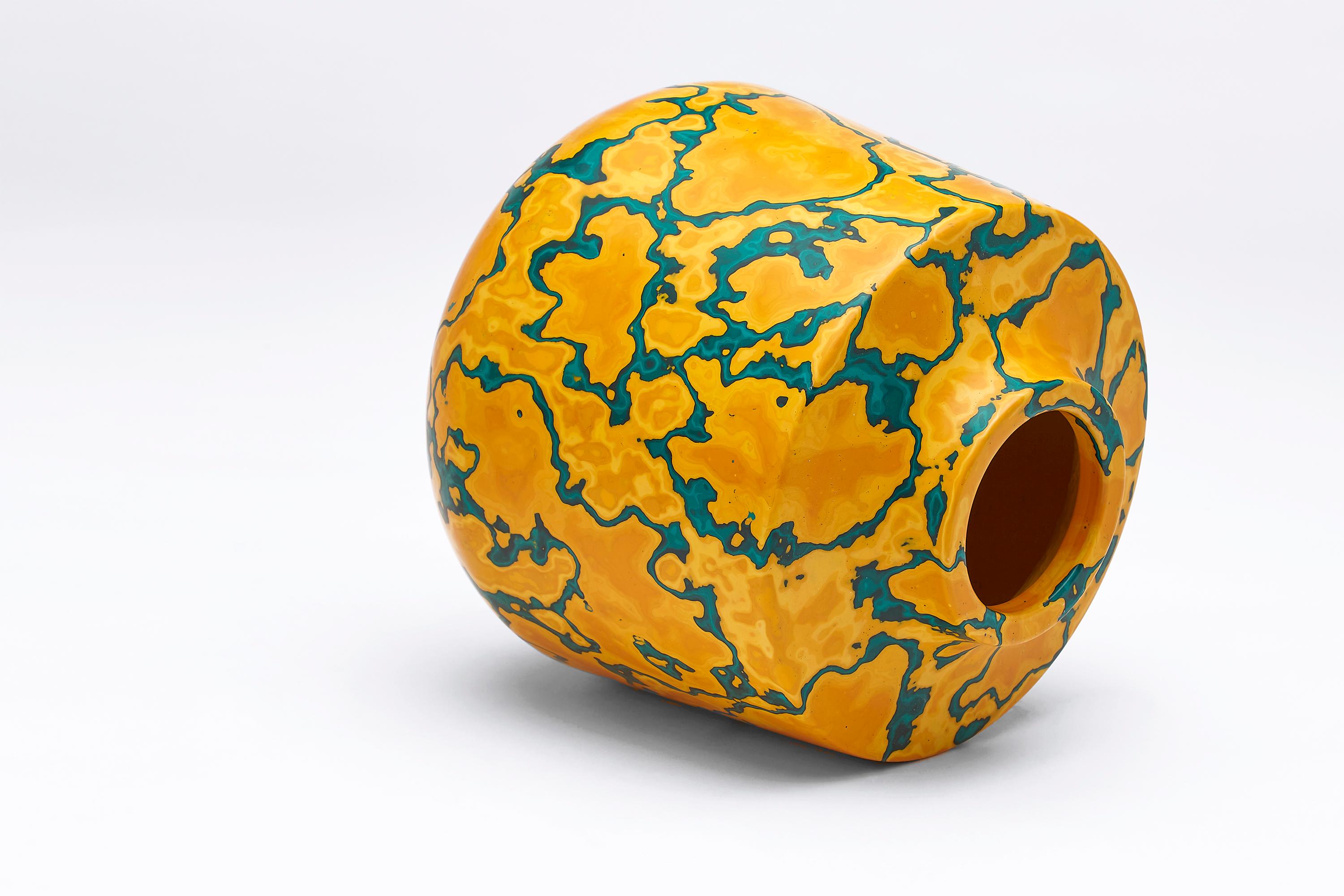 Modern Solar Stone, Contemporary Vase / Vessel in Yellow & Orange by Nic Parnell For Sale