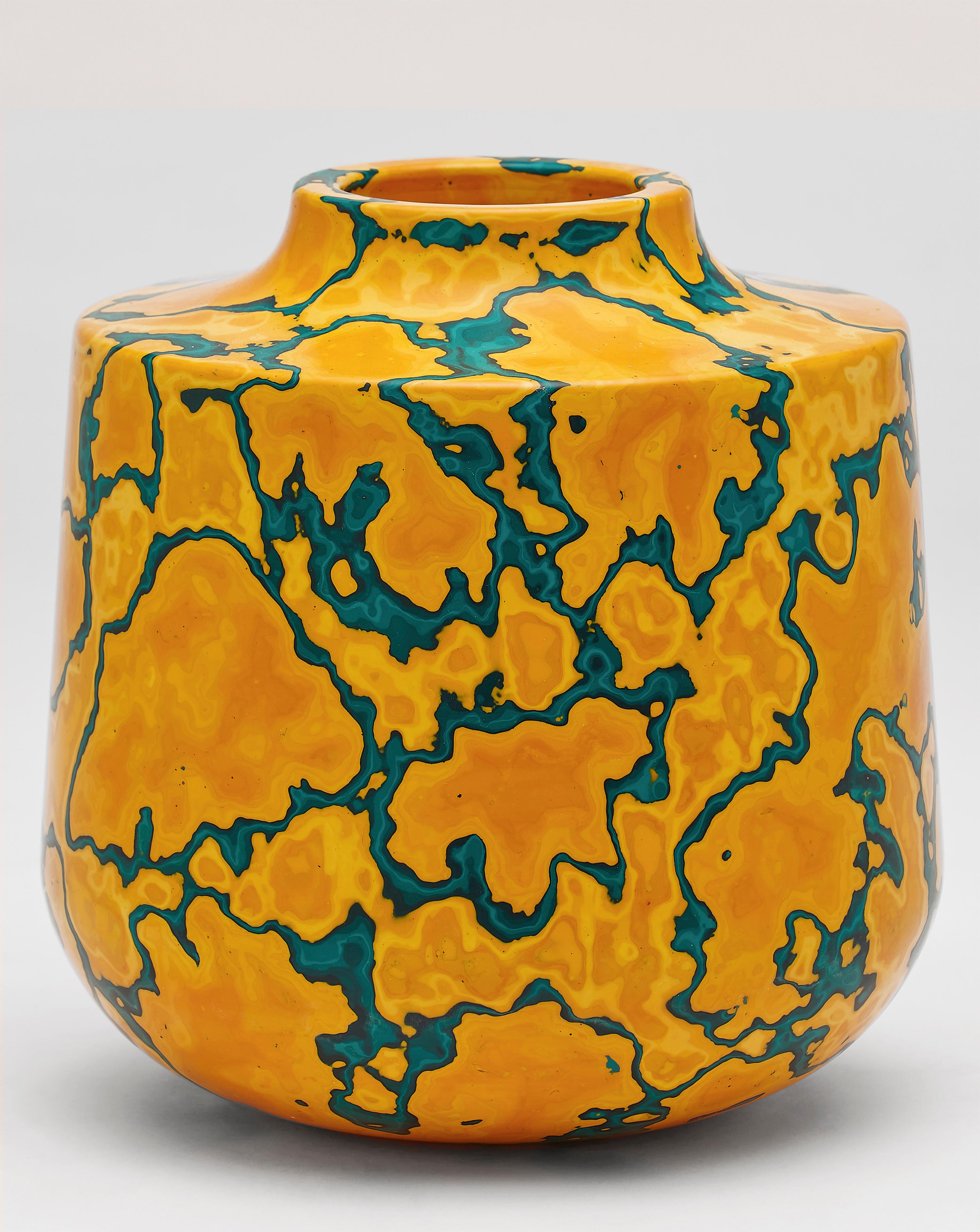 Cast Solar Stone, Contemporary Vase / Vessel in Yellow & Orange by Nic Parnell For Sale