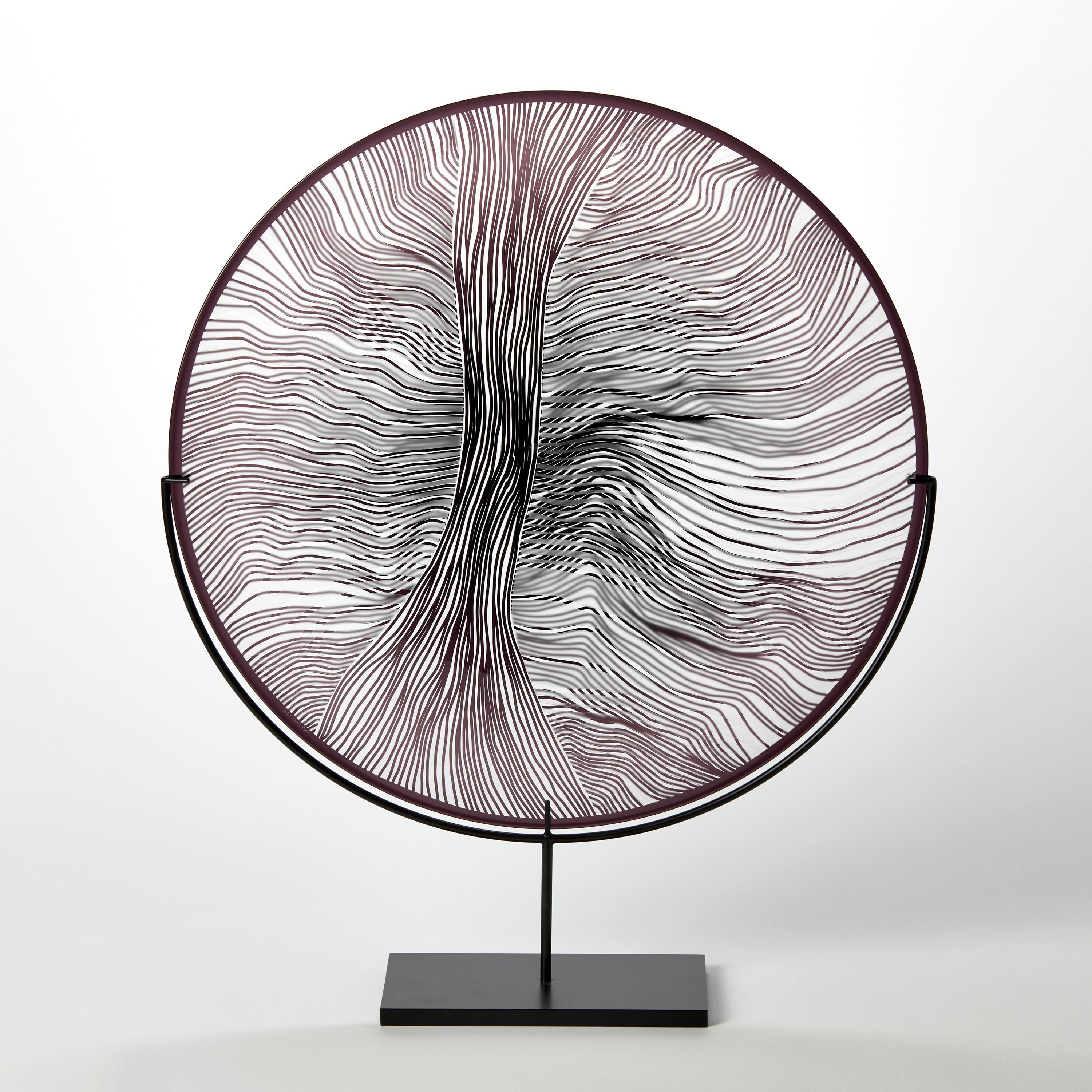 Européen Solar Storm Monochrome III, œuvre d'art abstraite en verre taillé à motifs de Kate Jones en vente
