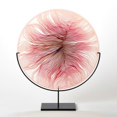 Solar Storm Ruby Red over Gold, a linear patterned glass artwork by Kate Jones