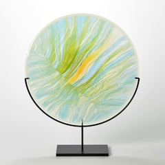 Solar Storm Sky Blue over Gold, ein zeitgenössisches Kunstwerk aus geschliffenem Glas von Kate Jones
