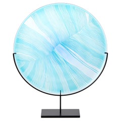 Solar Storm Sky Blue over Ice Blue I, a mounted glass artwork by Kate Jones