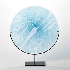 Solar Storm Sky Blue over Ice Blue II, a patterned glass artwork by Kate Jones