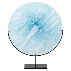 Solar Storm Sky Blue over Ice Blue II, a patterned glass artwork by Kate Jones