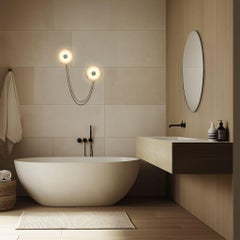 Solara Link Wall Sconce - 6 inch - Alabaster - Satin Brass