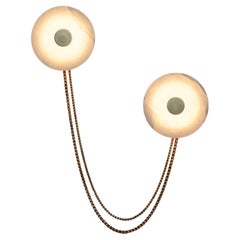 Solara Link Wall Sconce - 6 inch - Alabaster - Satin Brass